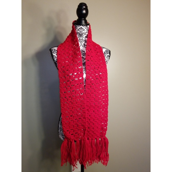 Crochet Scarf|Red - Picture 1 of 3